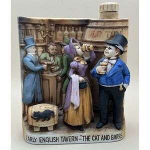 Vintage Boord's Distillery Ceramic Decanter Cat and Barrel Early English Tavern